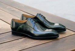 Shiny Calfskin Lace-Up Oxford Black/Green