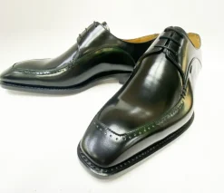 Shiny Calfskin Lace-Up Oxford Black/Green