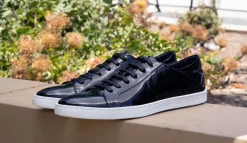 Shiny Calfskin Lace-Up Sneaker Black