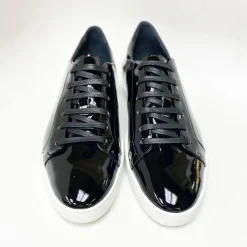 Shiny Calfskin Lace-Up Sneaker Black
