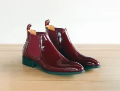 Shiny Calfskin Slip-On Boot Burgundy