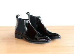 Shiny Calfskin Slip-On Boot Black