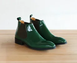 Shiny Calfskin Slip-On Boot Green