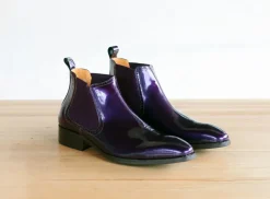 Shiny Calfskin Slip-On Boot Purple