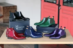 Shiny Calfskin Slip-On Boot Blue