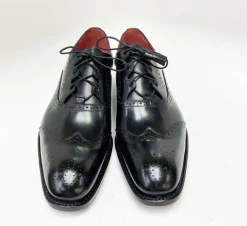 Stephen Burnished Calfskin Lace-Up Spectator Oxford Black