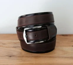 Stitched Leather Belt Brown