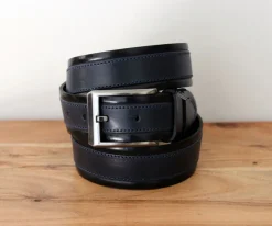 Stitched Leather Belt Navy/Blue