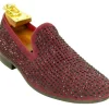 Studded Suede Slip-On Loafer Burgundy