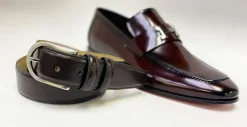 Style: C Collection Leather Belt Burgundy