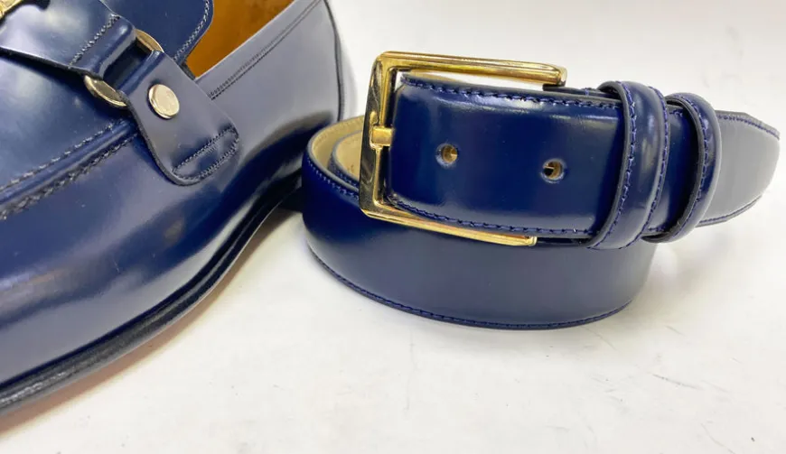 Style: C Collection Leather Belt Navy