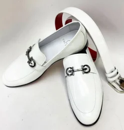 Style: C Collection Leather Belt White