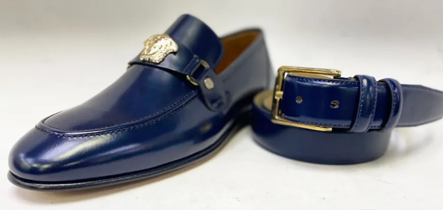 Style: C Collection Leather Belt Navy