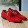 Stylish Suede Penny Loafer Red