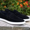Suede Slip On Loafer Black