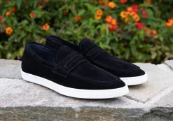 Suede Slip On Loafer Black