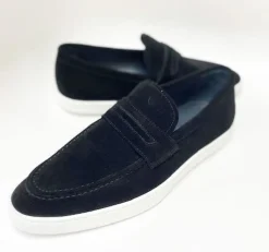 Suede Slip On Loafer Black