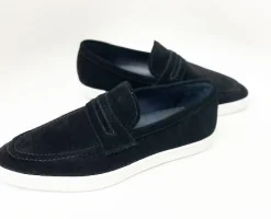 Suede Slip On Loafer Black