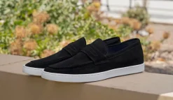 Suede Slip On Loafer Black
