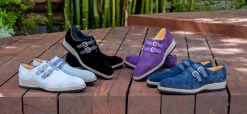 Suede Slip-On Double Buckle Shoe Sky/Blue