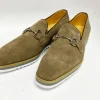 Suede Slip-On Horsebit Loafer Taupe
