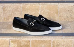 Suede Slip-On Horsebit Loafer Black