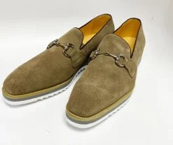 Suede Slip-On Horsebit Loafer Taupe