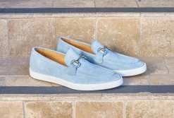 Suede Slip-On Horsebit Loafer Sky/Blue