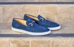 Suede Slip-On Horsebit Loafer Navy