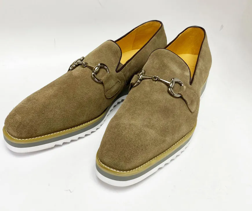 Suede Slip-On Horsebit Loafer Taupe
