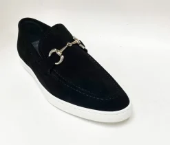 Suede Slip-On Horsebit Loafer Black