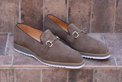 Suede Slip-On Horsebit Loafer Taupe