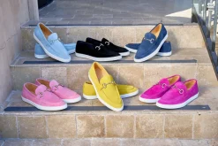 Suede Slip-On Horsebit Loafer Pink