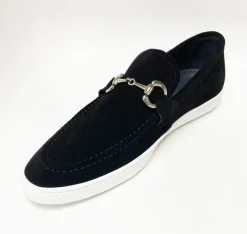 Suede Slip-On Horsebit Loafer Black