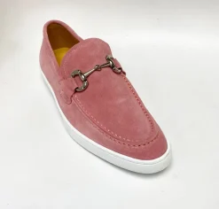 Suede Slip-On Horsebit Loafer Pink