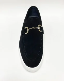 Suede Slip-On Horsebit Loafer Black