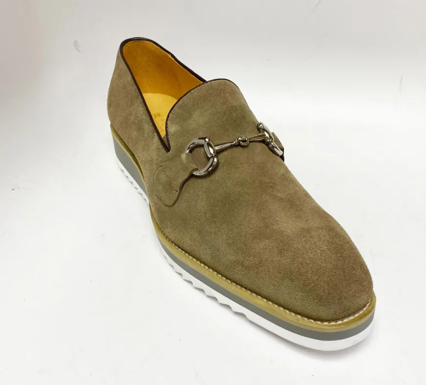 Suede Slip-On Horsebit Loafer Taupe