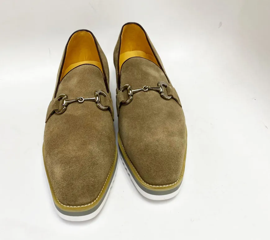 Suede Slip-On Horsebit Loafer Taupe
