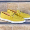 Suede Slip-On Horsebit Sneaker Yellow