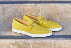Suede Slip-On Horsebit Sneaker Yellow