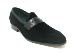 Suede Slip-On Penny Loafer Black