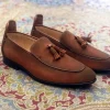 Suede Slip-On Tasseled Loafer Brown