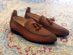 Suede Slip-On Tasseled Loafer Brown