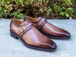Ugo Vasare "Brooks" Monkstrap Shoe Walnut