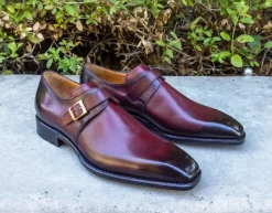 Ugo Vasare "Brooks" Monkstrap Shoe Burgundy