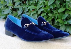 Velvet Slip-On Loafer Blue