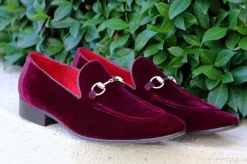 Velvet Slip-On Loafer Burgundy