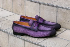 Woven Canvas & Calfskin Slip-On Loafer Purple