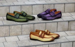 Woven Canvas & Calfskin Slip-On Loafer Purple
