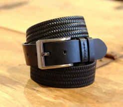 Woven Leather Belt Black